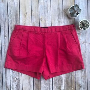J. Crew Red Pleated Short in Cotton Piqué Size 4